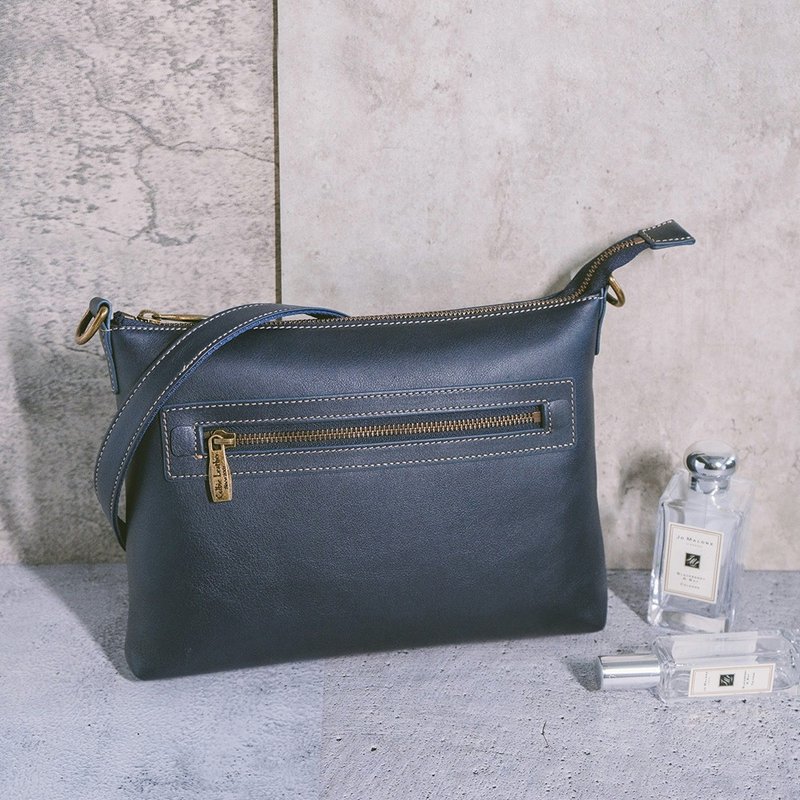 真皮簡約斜背包 5525 藍 - 手提包/手提袋 - 真皮 藍色