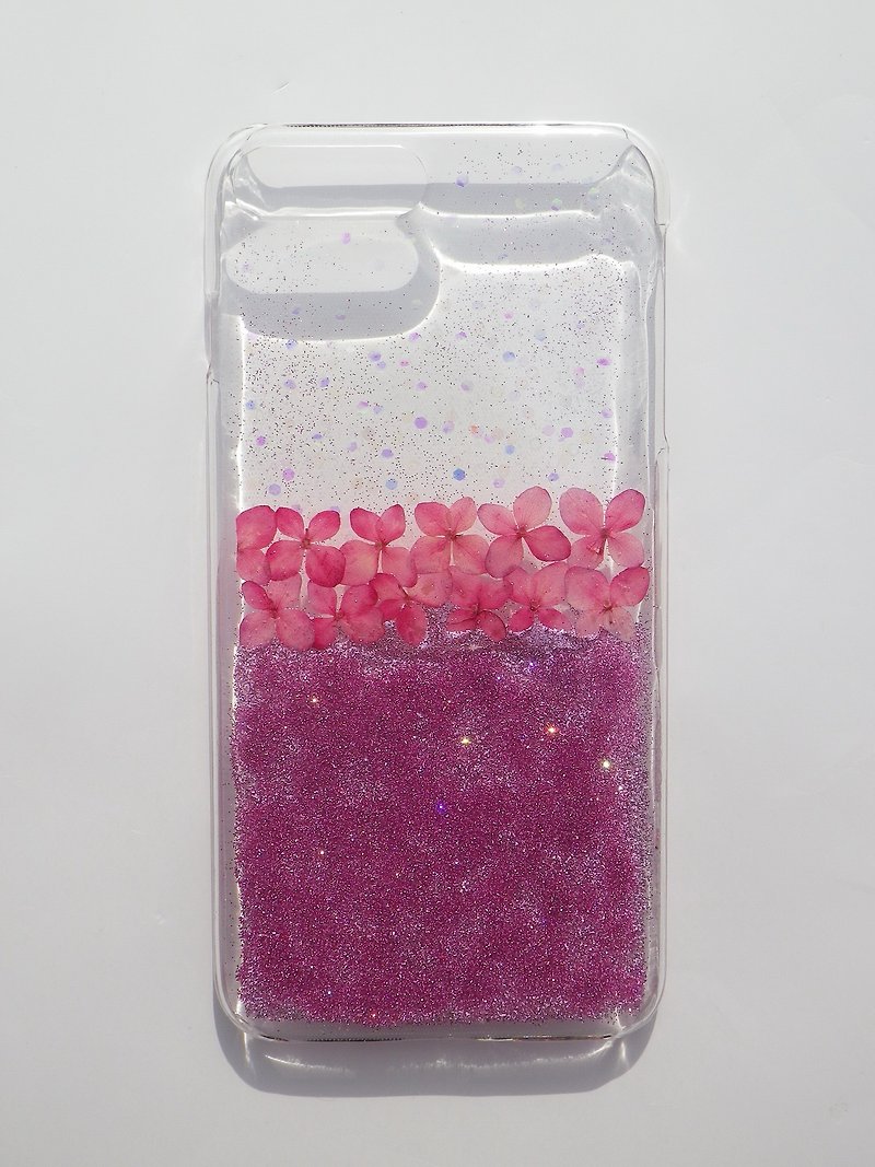 Pressed flower phone case, Handmade phone case, iphone 7 plus, Shiny Pink - เคส/ซองมือถือ - พลาสติก สึชมพู