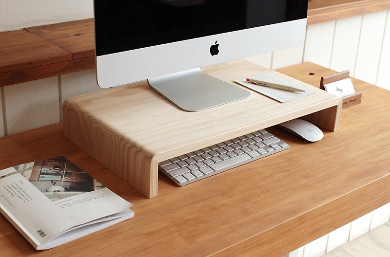Spot - ㄇ type log screen frame - keyboard frame - small shelf (public version 1) - Shelves & Baskets - Wood Brown