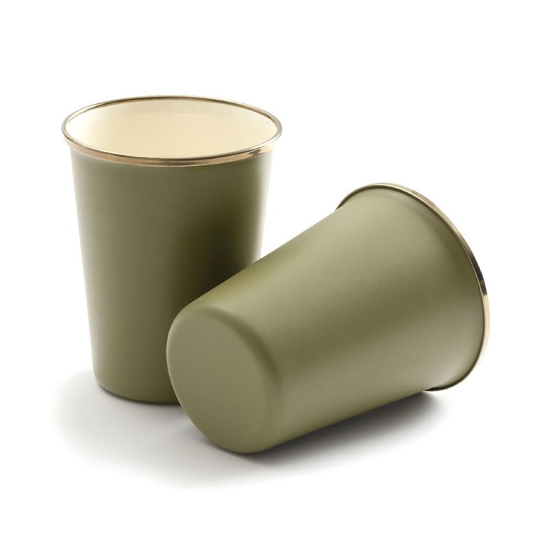 [Two in a set] Barebones CKW-1029 two-color enamel cup set/yellow-brown green - Camping Gear & Picnic Sets - Other Metals Green