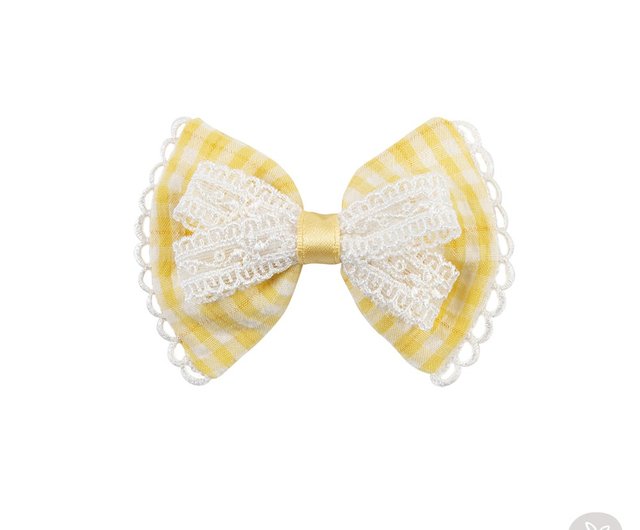 新品】BABYリボンレースクリップ(イエロー)