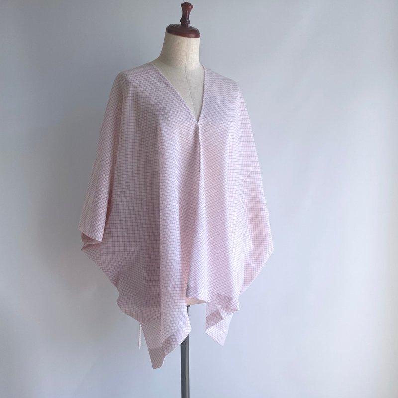 Unique item | Vertical cloth Wide Pullover -Wool KIMONO fabric, KANOKO pattern - เสื้อผู้หญิง - ขนแกะ สึชมพู