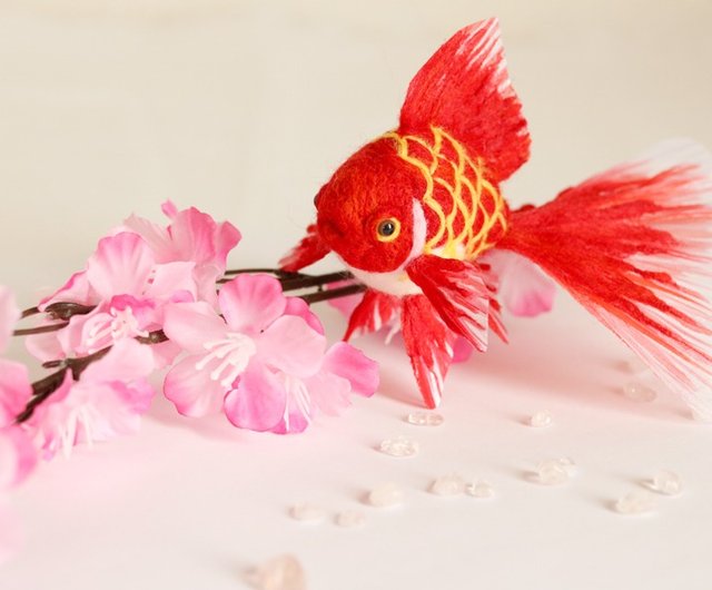 羊毛フェルト　金魚　琉金　オブジェ ff8762e90e55392faaf26deaaf66cc
