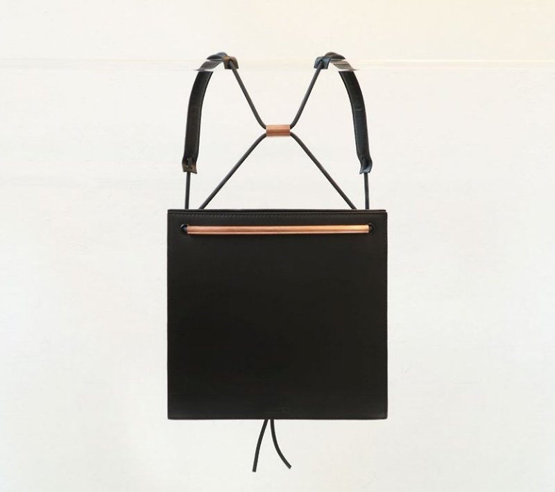 "POMCH" - after PIPE series brass backpack / bag - Backpacks - Genuine Leather Black
