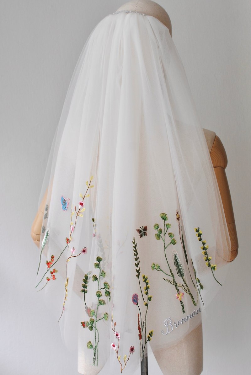 聚酯纖維 髮夾/髮飾 白色 - Wild Flower Wedding Veil