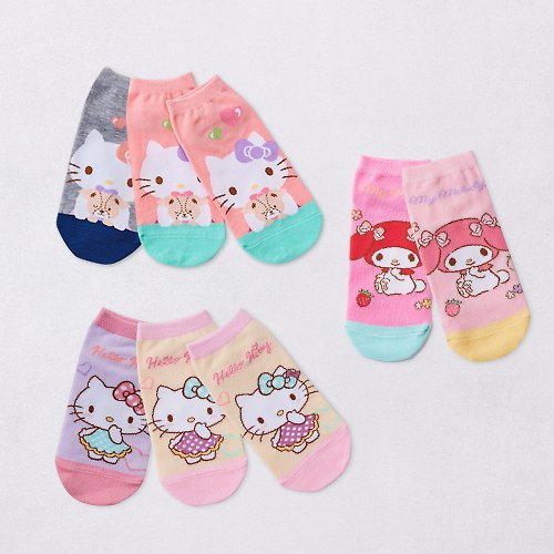 ONEDER旺達棉品 【ONEDER旺達】三麗鷗直版襪 Hello Kitty 美樂蒂短襪 台灣製童襪