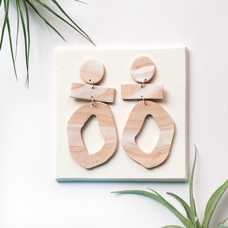 軟陶耳環Clay earrings 大地色設計 - 耳環/耳夾/耳骨夾 - 環保材質 多色
