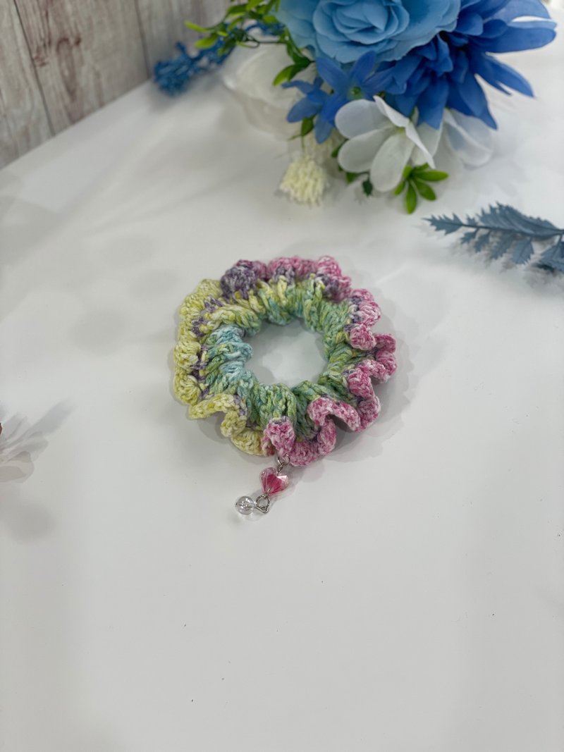 手工編織 段染鬆餅髮圈-棒棒糖 - 髮夾/髮圈 - 棉．麻 多色