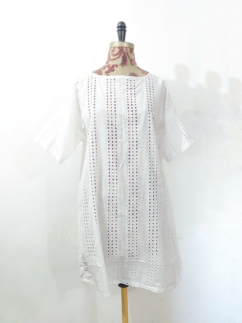 Embroidery dress - One Piece Dresses - Cotton & Hemp White