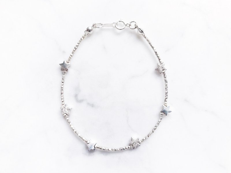 ::Xingyue Series :: Star Mini Multi-cut Silver Block Bracelet Anklet Dual-purpose Chain - Bracelets - Silver 
