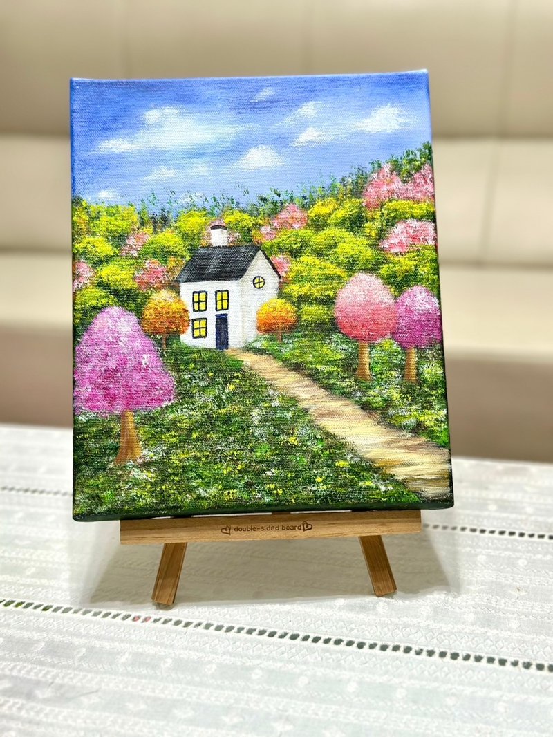 [Forest Cabin] Frameless painting/hanging painting/ Acrylic painting/landscape painting/healing painting/original hand painting - โปสเตอร์ - อะคริลิค 