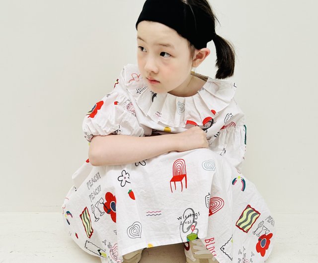 落書きプリントのベビードールドレス・ワンピース、夏用子供服