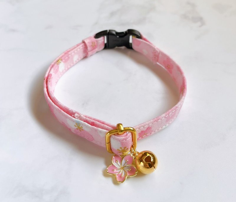 Come spring, cherry blossom collar x pink cat collar cat collar - Collars & Leashes - Cotton & Hemp Pink