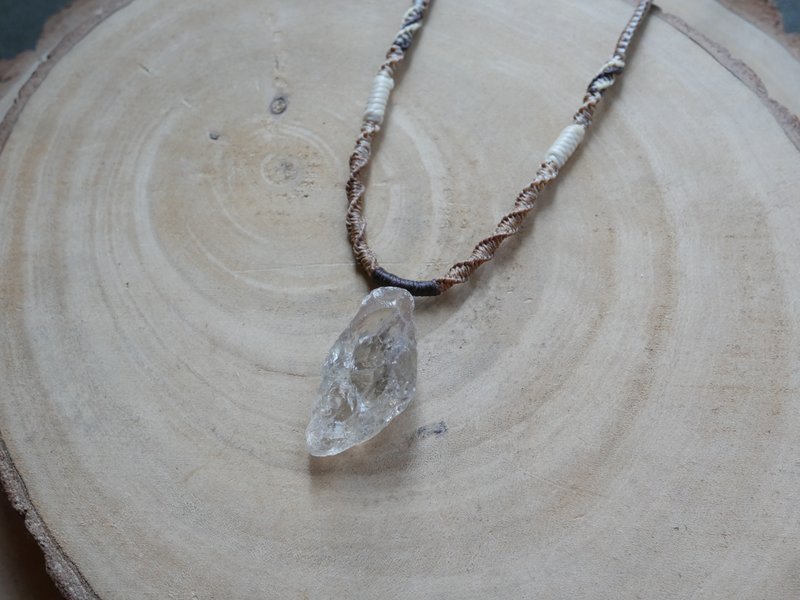 N62/SS25~ 黃水晶 l 率螢石 l 茶晶 l 手工編織 l 原礦項鍊 - 項鍊 - 水晶 綠色