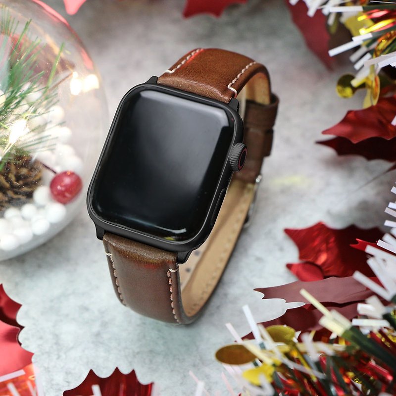 【APPLE WATCH compatible】Horween Dark brown soft calf leather strap - สายนาฬิกา - หนังแท้ สีนำ้ตาล