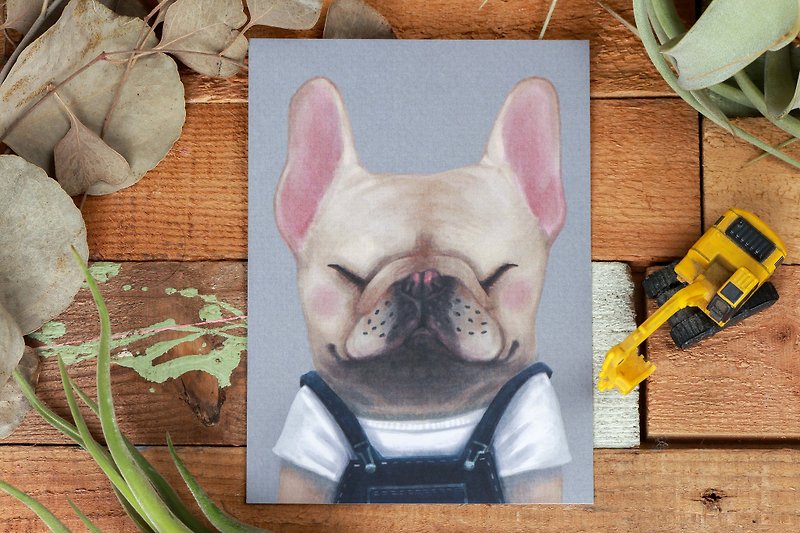 Frenchbulldog postcard / Hi I'm Magger / Magger daily series - Cards & Postcards - Paper Gray