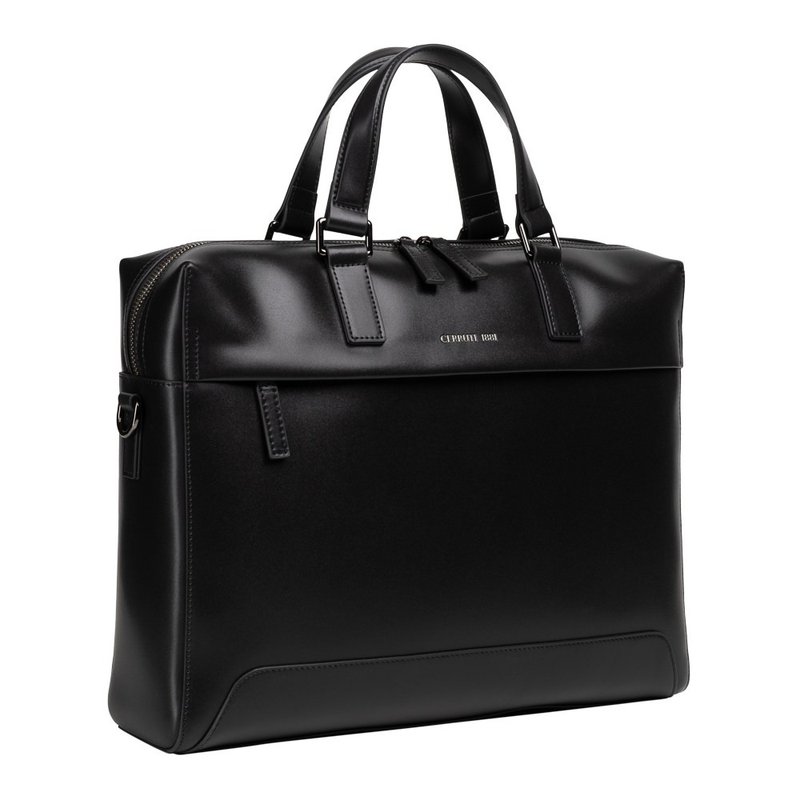 CERRUTI 1881 限量2折 義大利頂級小牛皮公事包 全新專櫃展示品 - 公事包 - 真皮 黑色