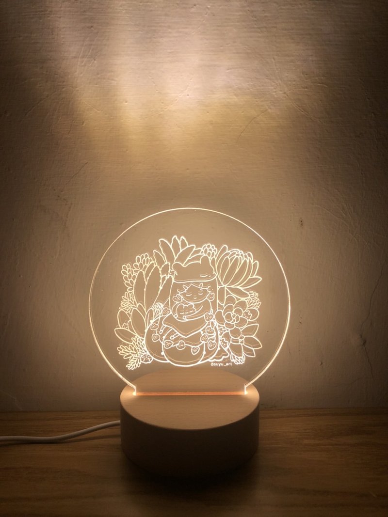 客製化禮物。小夜燈－suyu_art 療癒軟萌系列 兩款 生日禮 - 燈具/燈飾 - 木頭 