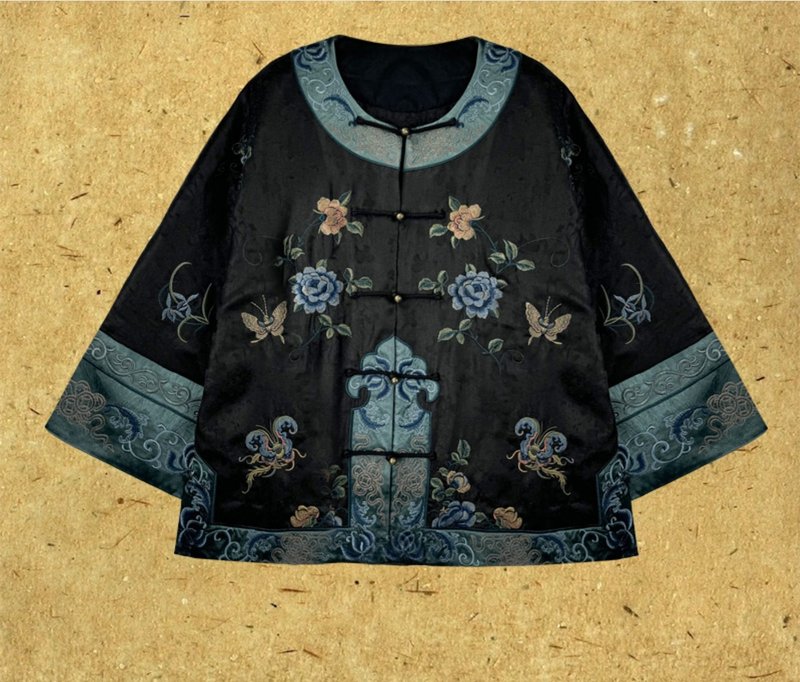 Qingmo new Chinese retro Xiangyunsha ethnic style cotton jacket - เสื้อผู้หญิง - ผ้าไหม สีดำ