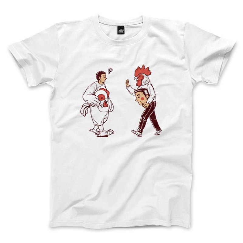 My Chicken Talk-White-Unisex T-shirt - เสื้อยืดผู้ชาย - ผ้าฝ้าย/ผ้าลินิน ขาว