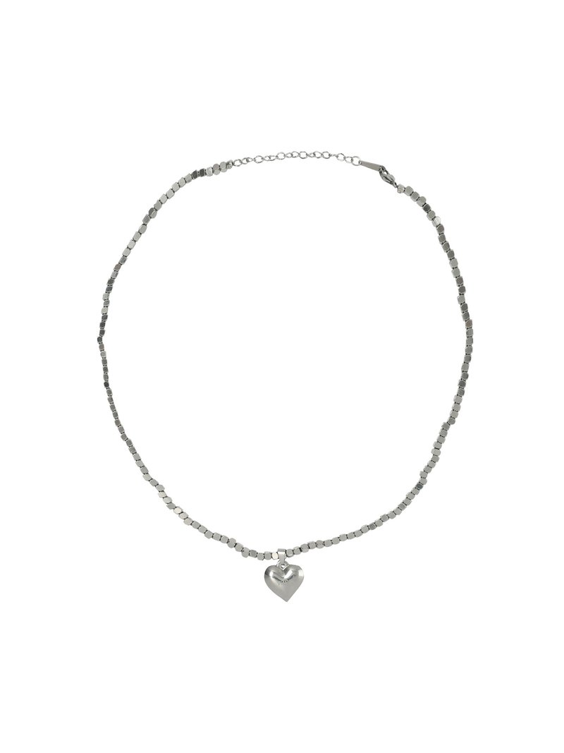 SQUARE BALL HEART NECKLACE - สร้อยคอ - วัสดุอื่นๆ 