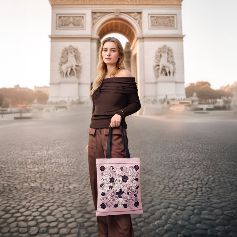 左岸花園 牡丹 單肩包 防變色菱形紋布 Jardin Des Fontaines - 手提包/手提袋 - 聚酯纖維 粉紅色