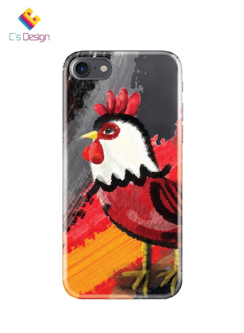 Oil Painting Little Rooster Transparent Phone Case iPhone Samsung Huawei Sony - เคส/ซองมือถือ - พลาสติก สีแดง