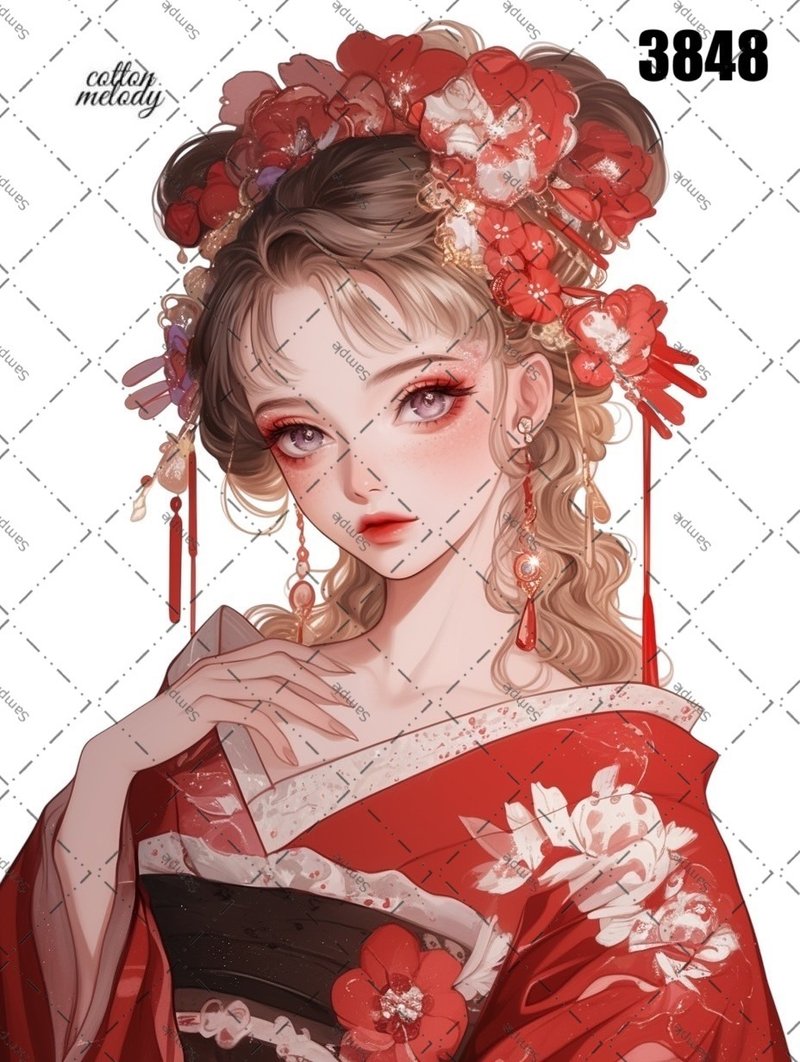 original sticker no.3848 人物ステッカー オリジナルステッカー オリジナル人物ステッカー 装飾ステッカー cotton melody - 貼紙 - 紙 