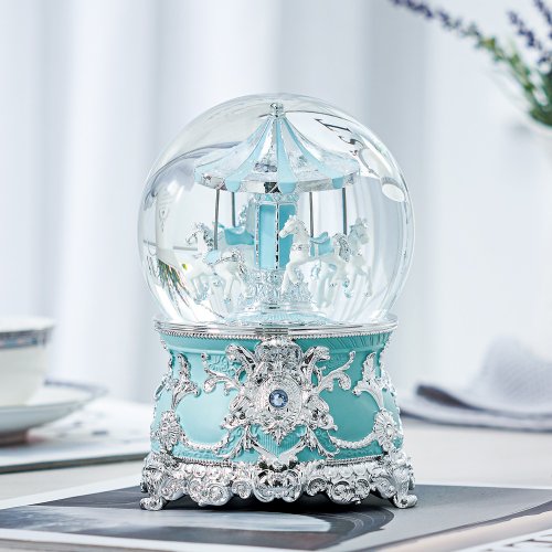 Tiffany Blue Gold Carousel Crystal Ball Music Box Birthday Valentine's Day  Christmas Exchange Gift - Shop JARLL ART Items for Display - Pinkoi