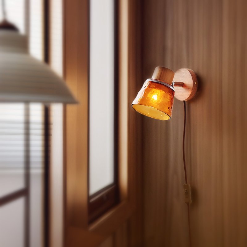 Taisho retro Western style North American oak wall lamp handmade by wood craftsmen 231LW - โคมไฟ - ไม้ สีกากี