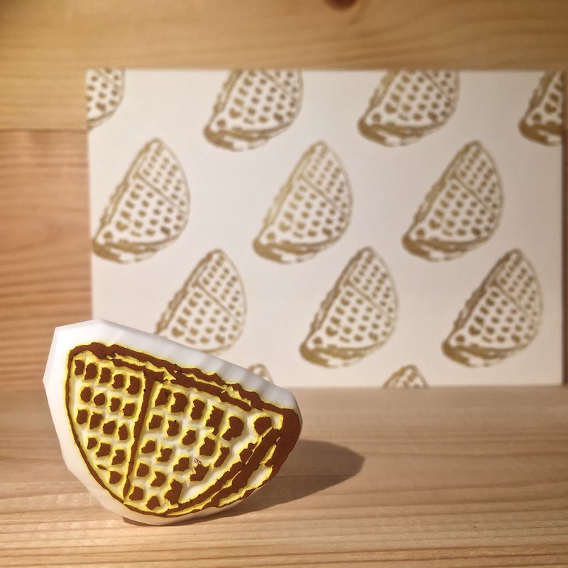 Handmade stamp with postcard(egg waffle) - Stamps & Stamp Pads - Rubber 