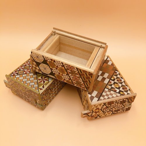 通販新品伝統工芸　箱根寄木細工　蓋箱　一對　V　4488 コレクション