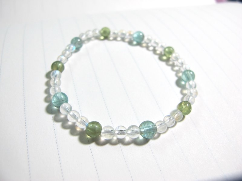 [Ni] blue Phosphorescent x Green Phosphorescence x Moonstone - Handmade natural stone series - Bracelets - Crystal Multicolor