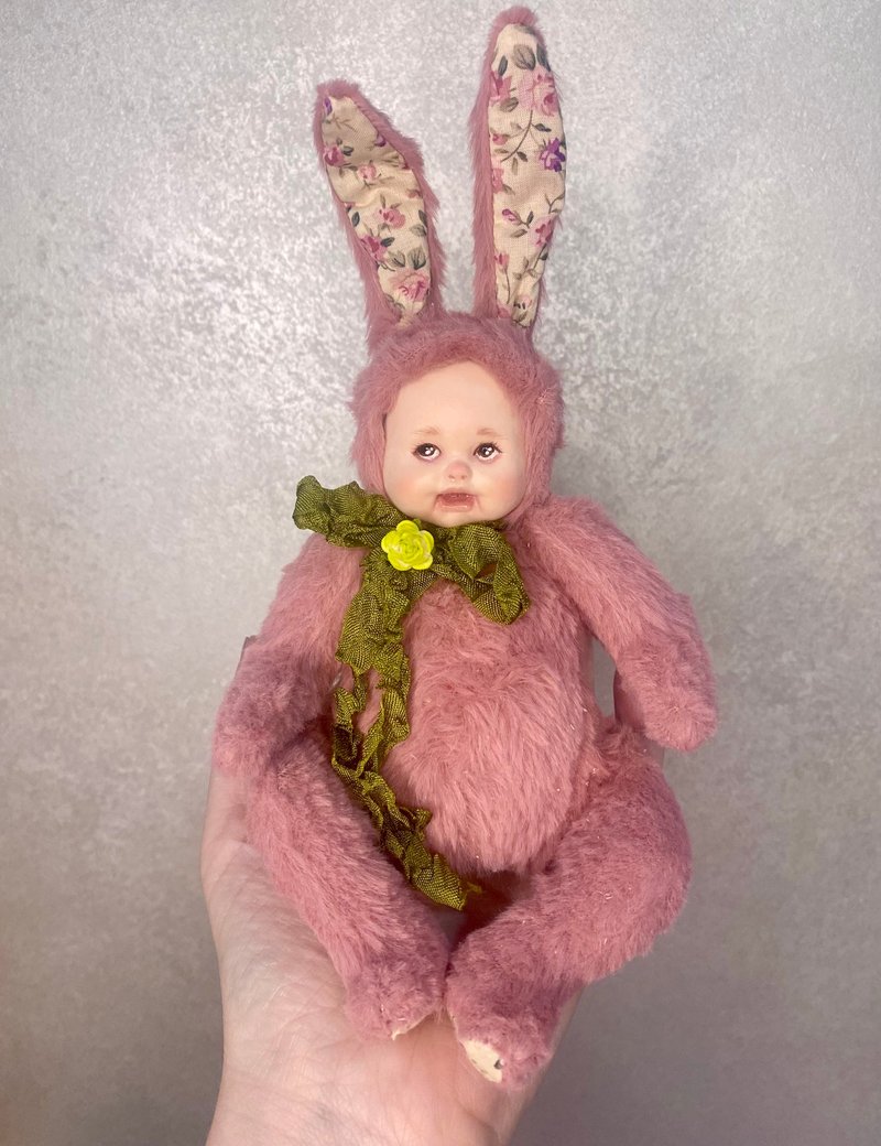 Teddy Doll Ooak Baby Bunny - 玩偶/公仔 - 棉．麻 粉紅色