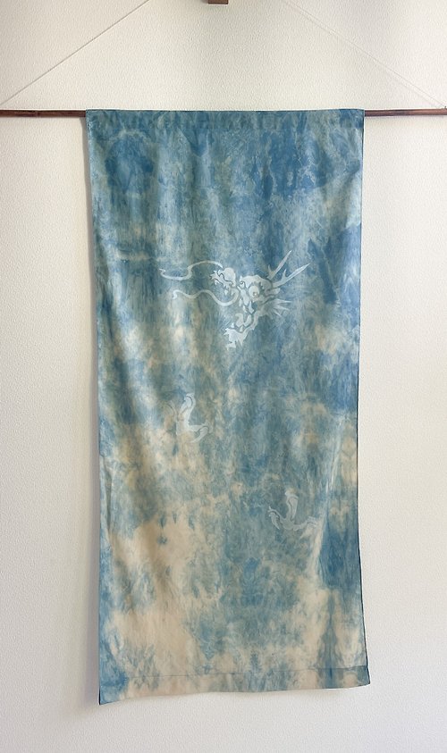 BLUE PHASE 日本製 手染め 雲龍図 Dragon Tapestry Shibori JAPANBLUE Aizome 草木染 龍 絞り染め 縁起物 藍染タペストリー