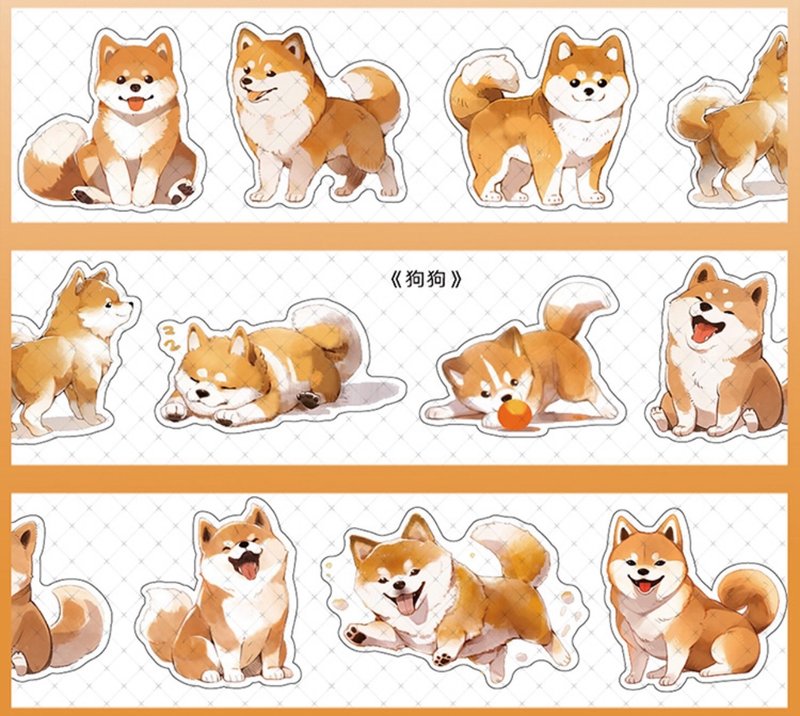 狗狗 PET 紙膠帶 - 紙膠帶/和紙/PET - 其他材質 多色