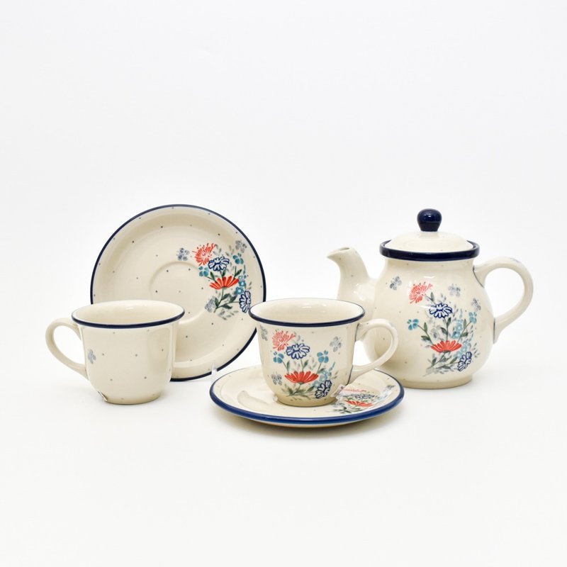 波蘭手工陶杯壺組(1壺2杯組) - 茶壺/茶杯/茶具 - 陶 