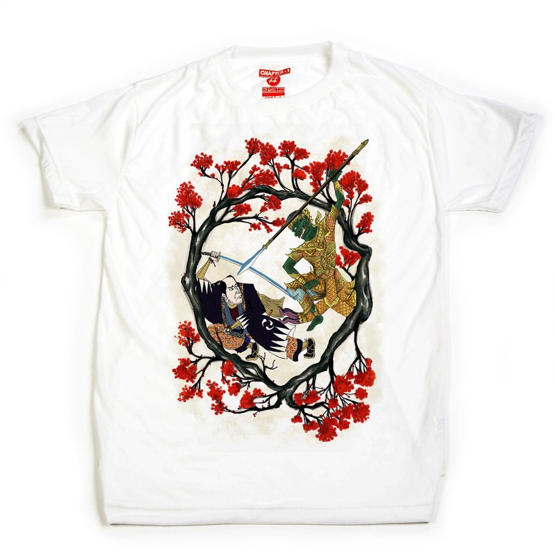 Kabuki VS Pantomine unisex men woman cotton mix Chapter One T-shirt - 男 T 恤 - 棉．麻 白色