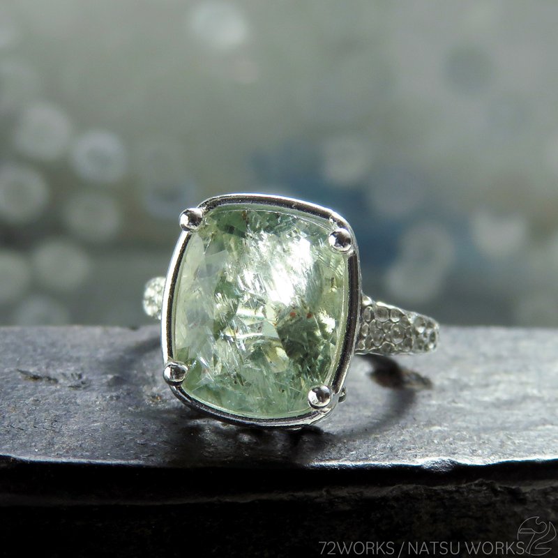 オレゴンサンストーン リング / square Oregon Sunstone Ring - 戒指 - 寶石 綠色