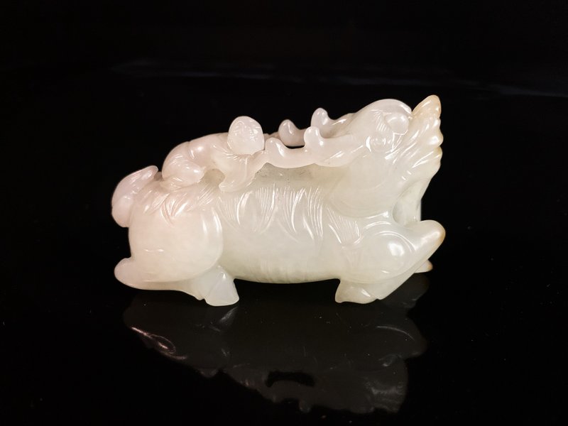 清早期  白玉麒麟送子 - 擺飾/家飾品 - 玉石 