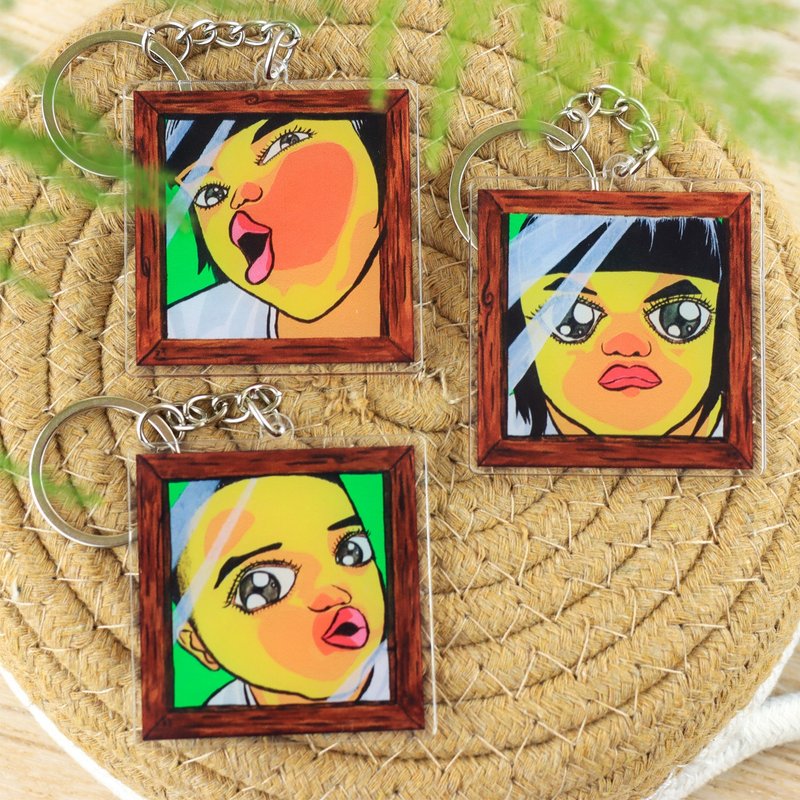 Artist Zhao Shuqiao Chiao Art Enjoy the World Chiao Art Sanbao Keychain - Keychains - Acrylic Orange