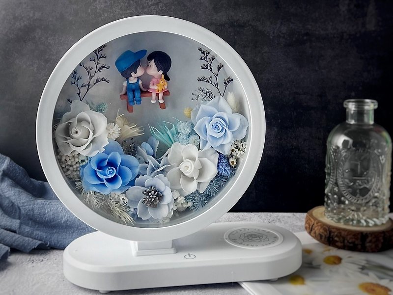 2F [Flower Flowers and Full Moon Desk Lamp] Lifestyle Aesthetics/Leading Chicken/Bluetooth Speaker/Multifunctional Desk Lamp Charging Stand/ - ช่อดอกไม้แห้ง - พลาสติก สึชมพู