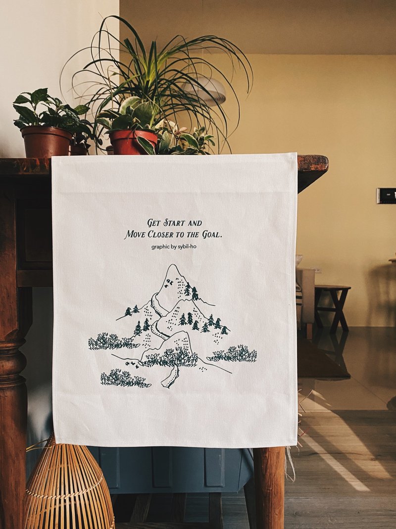 高山 棉質掛布 擦手巾 餐墊 35X41.5cm 附兩個夾勾 - 海報/掛畫/掛布 - 棉．麻 綠色