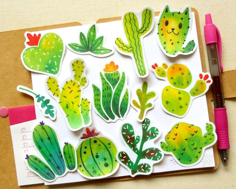 Cactus Sticker Set-[Waterproof Sticker] - Stickers - Paper Green