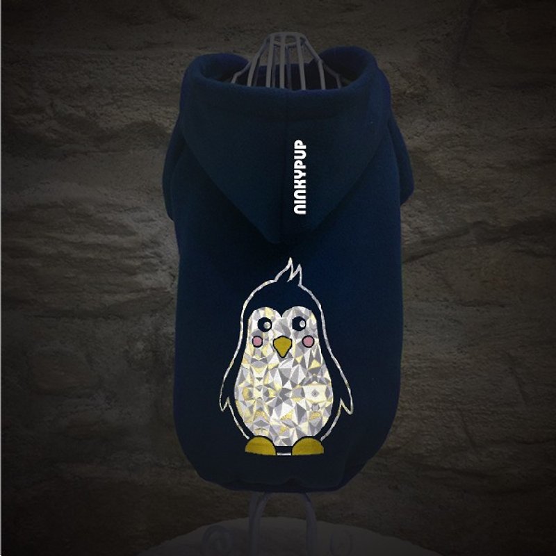 [鑽石光反光帽T] 企鵝寶寶 - 寵物衣服 - 棉．麻 藍色