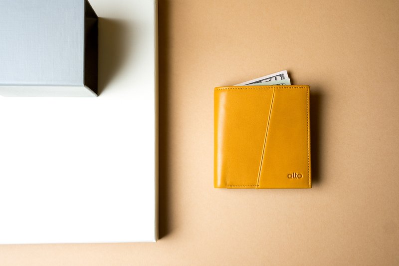 Alto RFID Slim Leather wallet - Crarmel - กระเป๋าสตางค์ - หนังแท้ สีส้ม