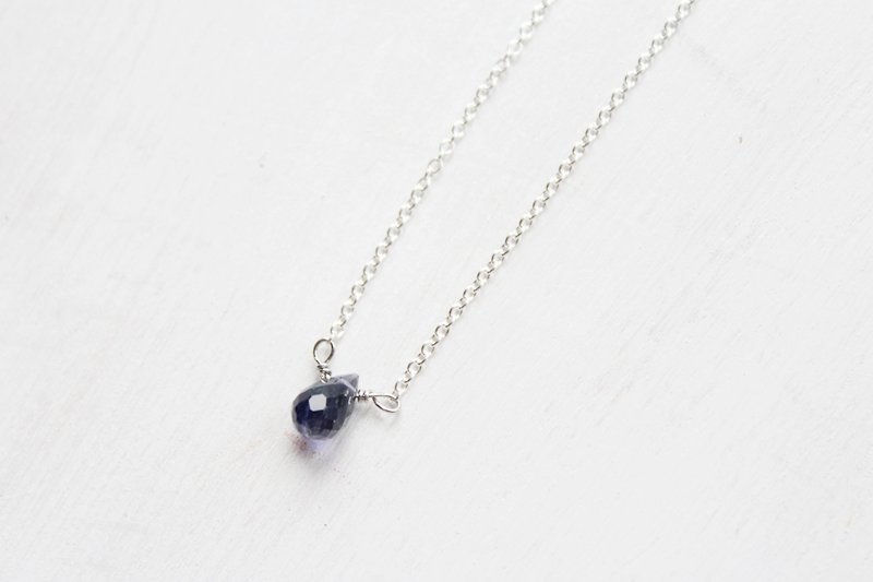 【DECEMBER 12-birthstone-Lolite】lucky clavicle silver necklace (adjustable) - สร้อยคอ - เครื่องเพชรพลอย สีน้ำเงิน