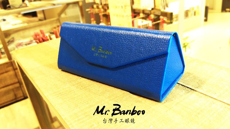 [Mr.Banboo manual folding glasses box] - กรอบแว่นตา - หนังแท้ สีน้ำเงิน