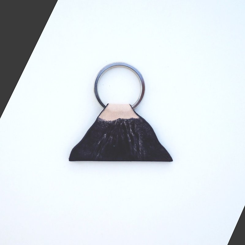 松子 火山鑰匙圈 手染 皮革 黑 - 鑰匙圈/鑰匙包 - 真皮 黑色