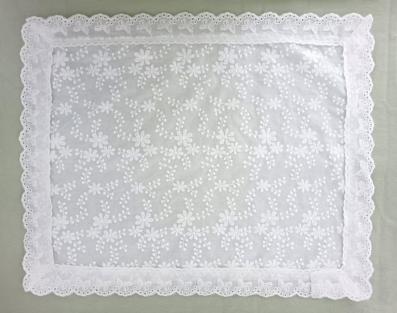 白色純棉刺繡蕾絲杯墊 餐墊 - 桌布/桌巾/餐墊 - 棉．麻 